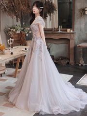 Elegant Tulle Sequin Beads Long Prom dress for Women Formal