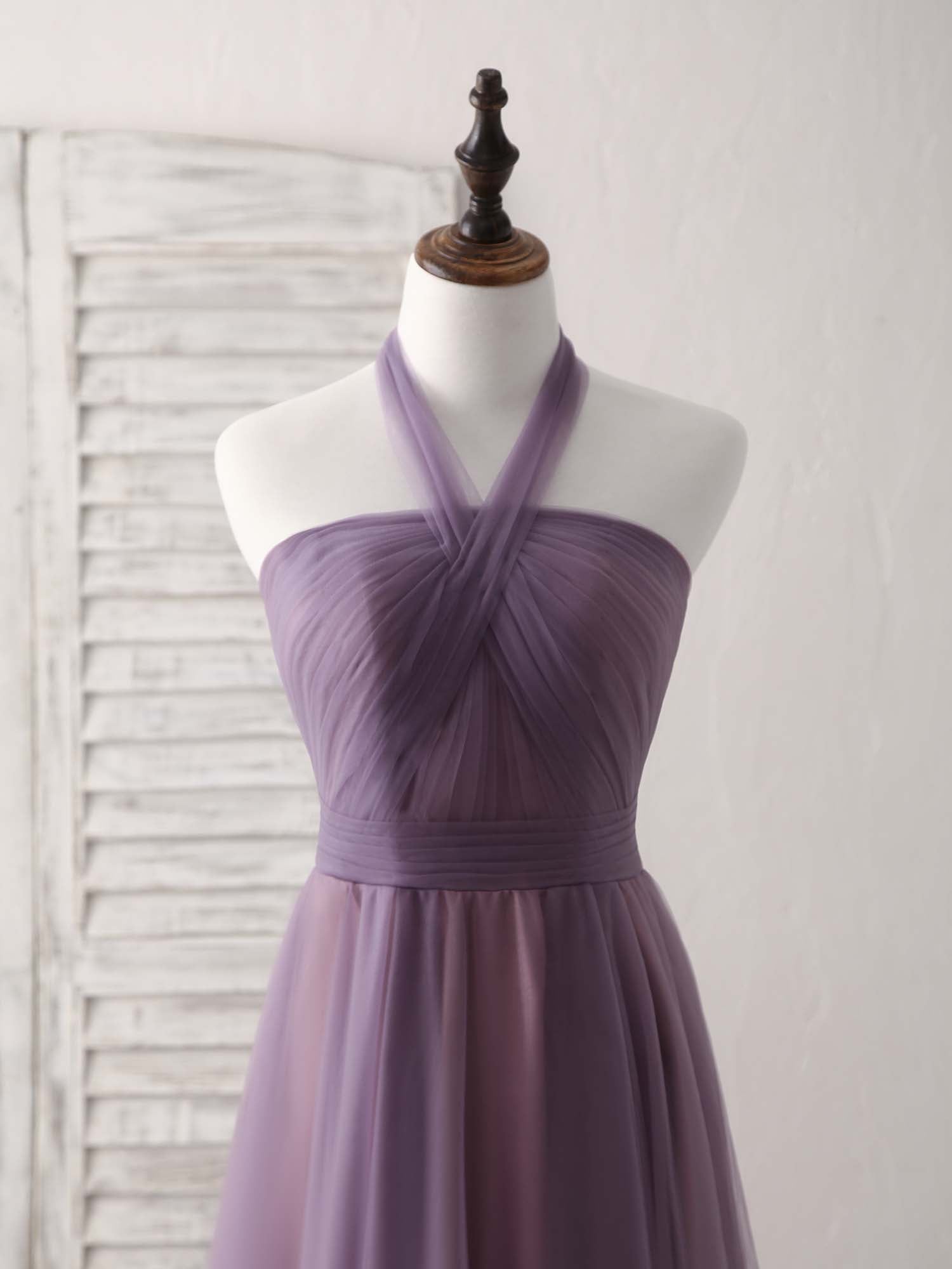 Elegant A-Line Tulle High-Low Prom Dress: Simple Bridesmaid Gown for Special Occasions