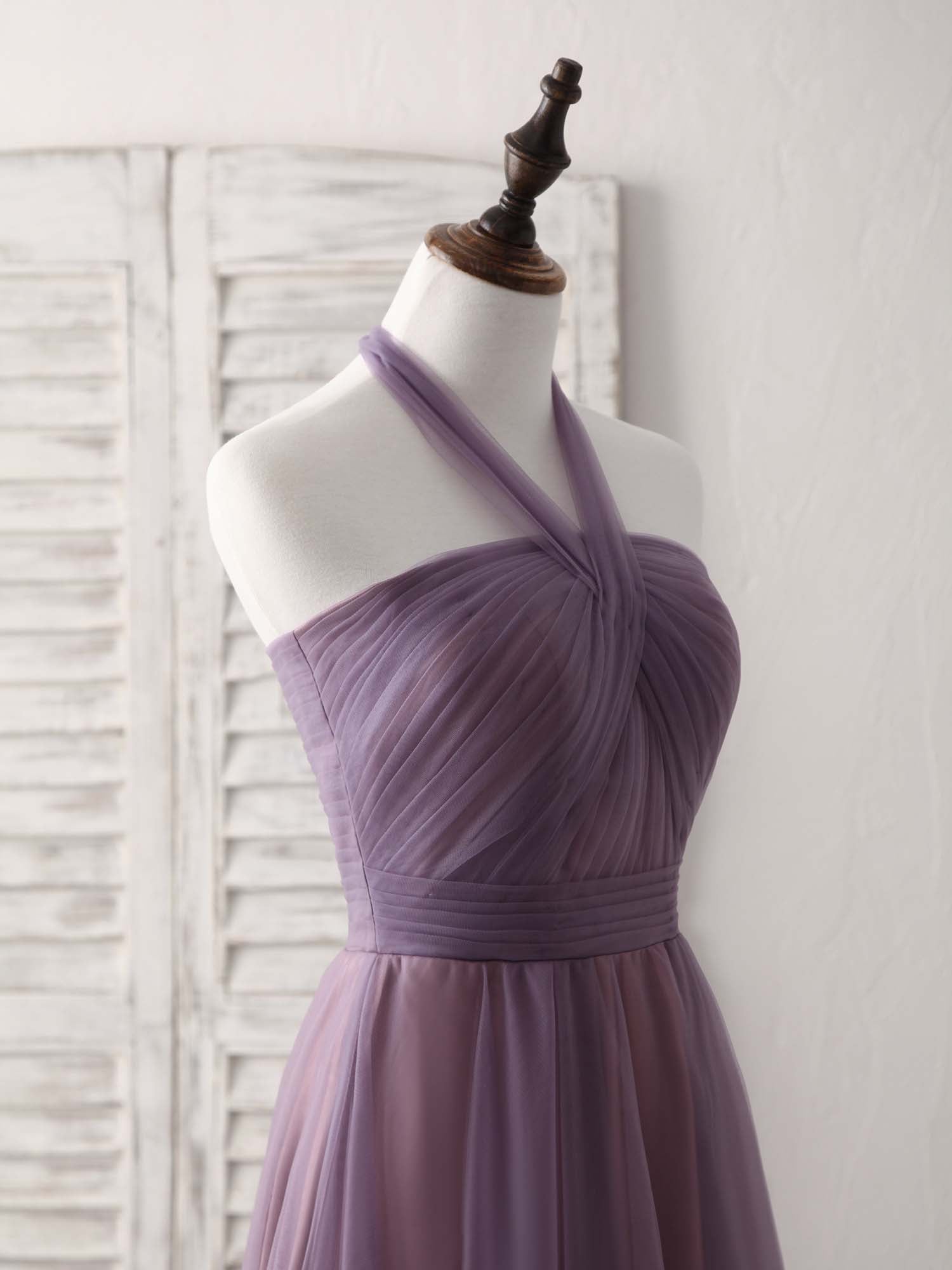 Elegant A-Line Tulle High-Low Prom Dress: Simple Bridesmaid Gown for Special Occasions