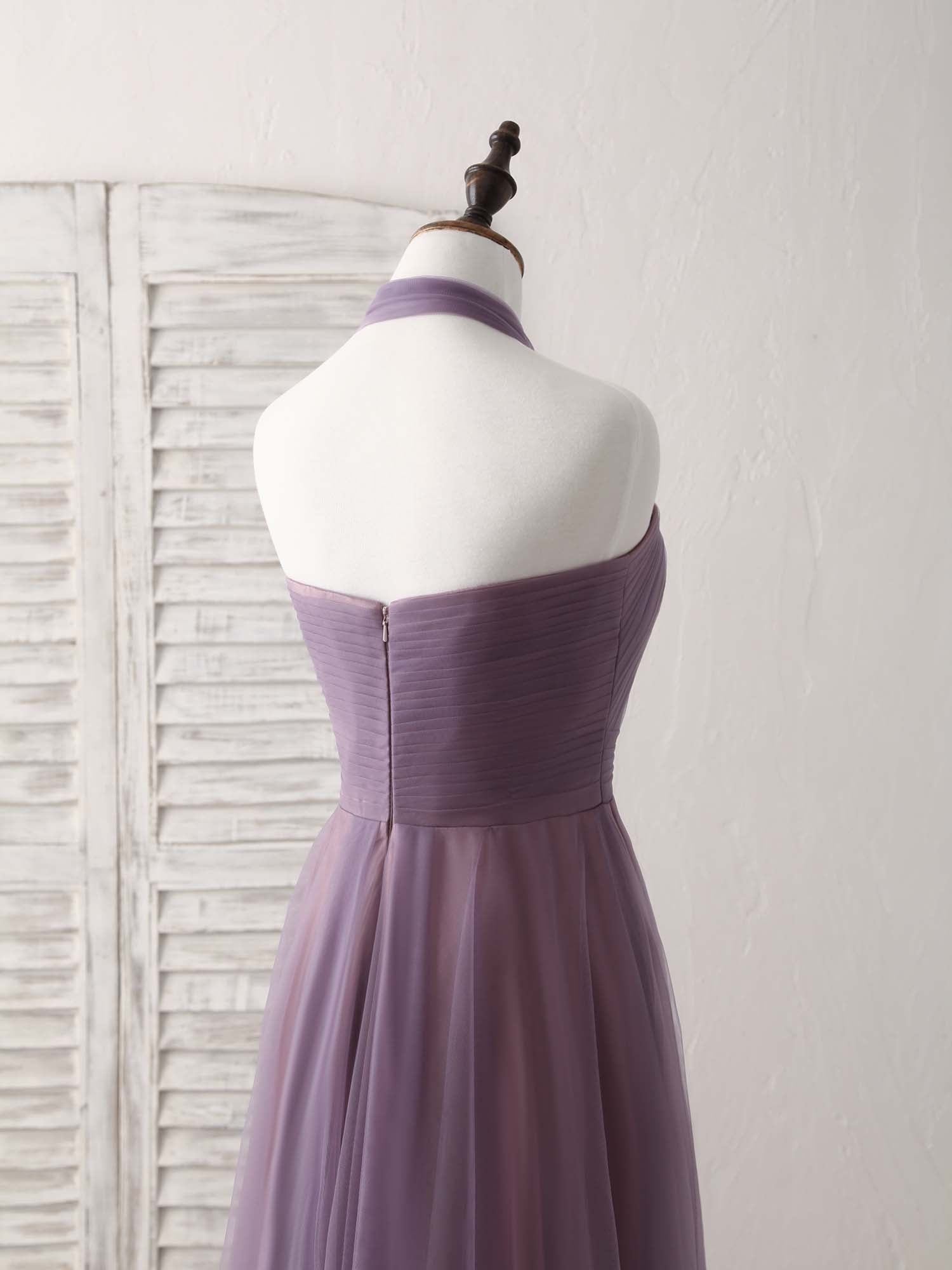 Elegant A-Line Tulle High-Low Prom Dress: Simple Bridesmaid Gown for Special Occasions