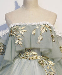 Green Tulle Lace Long Prom Dress Sweetheart Neckline Floor Length Gown