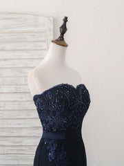 Elegant Dark Blue Sweetheart Mermaid Long Prom Evening Gown for Special Occasions