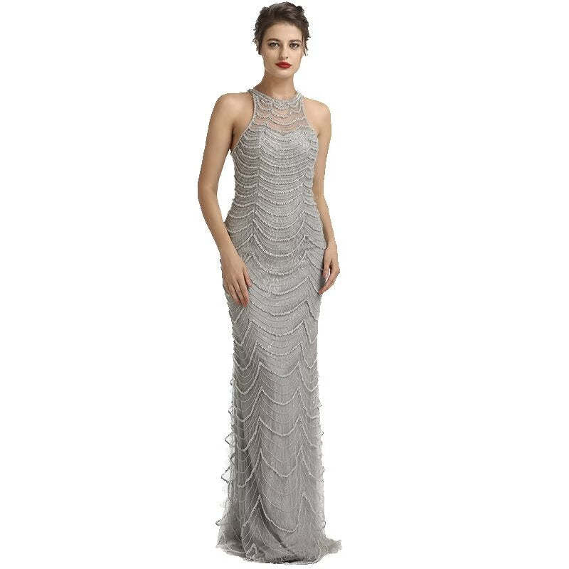 Sleeveless Black Sequin Mermaid Prom Dress for Women Formal Events