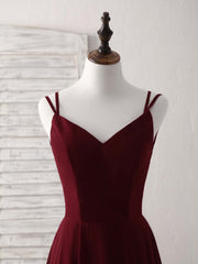 Elegant Burgundy Chiffon Long Prom Dress, Backless Evening Gown for Special Occasions