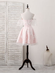 Elegant Pink Tulle Sweetheart Lace Short Prom Dress for Homecoming and Parties