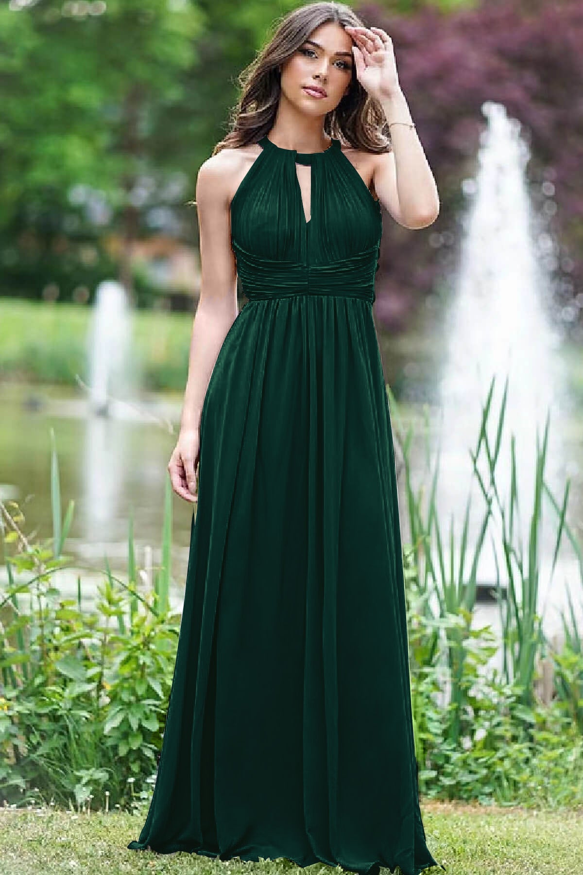Elegant Lilac Halter Sleeveless A-Line Open Back Prom Dress