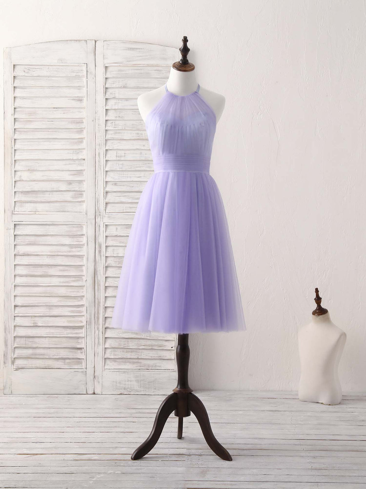 lavender short prom dress Elegant Purple Tulle Short Prom Dress: Simple Bridesmaid Dress with Flirty Silhouette