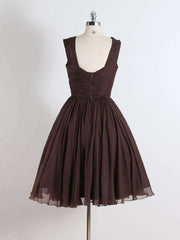 Brown A Line Short Prom Dress Formal Knee Length Woman
