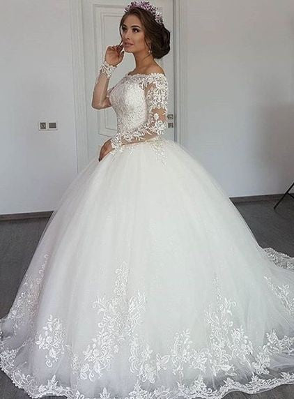 V-Neck Spaghetti Straps Backless A-Line Wedding Dress with Ruffles Tulle Dream