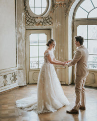 Boho A-Line Tulle Wedding Dress with Lace Appliques for Unforgettable Moments