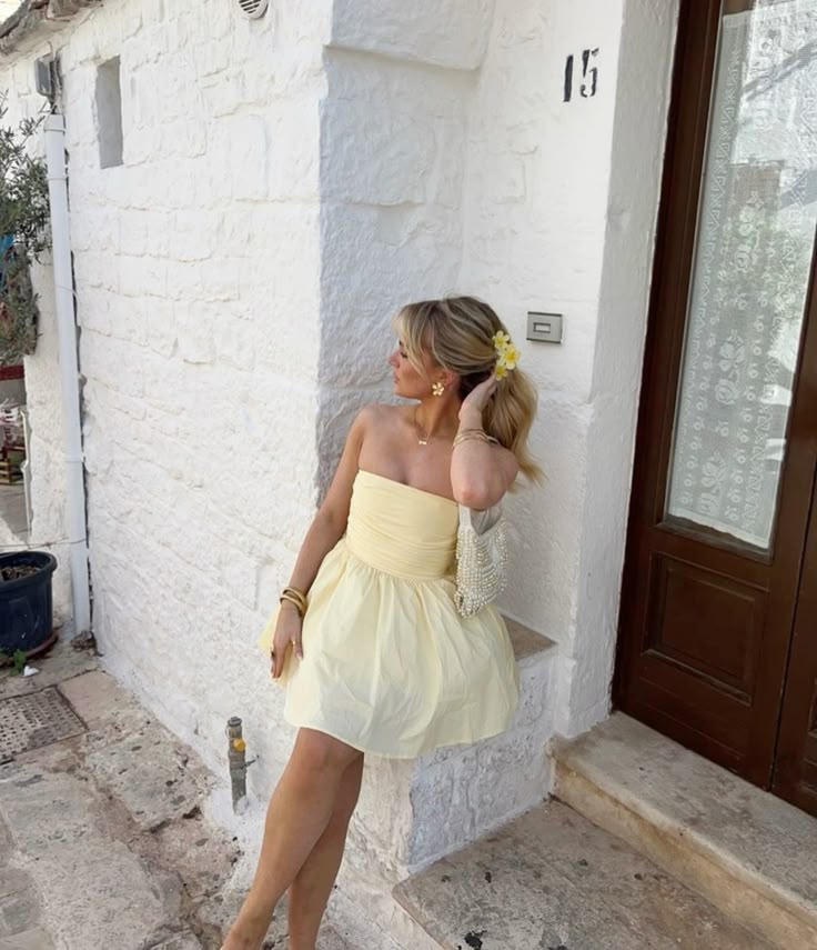 Yellow Strapless Party Elegant Prom Birthday Gown Dress