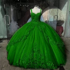 Ivory Tulle Ball Gown Sweet 16 Lace Applique Quinceanera Dress