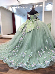 A-Line Lace Applique Quinceanera Ball Gown Sweet 16 Dress