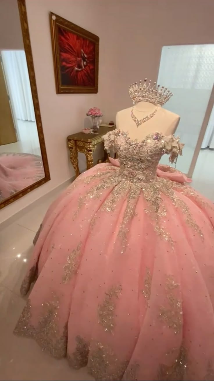 Pink A Line Princess Quinceanera Dress Ball Gown Sweet 16 Dresses