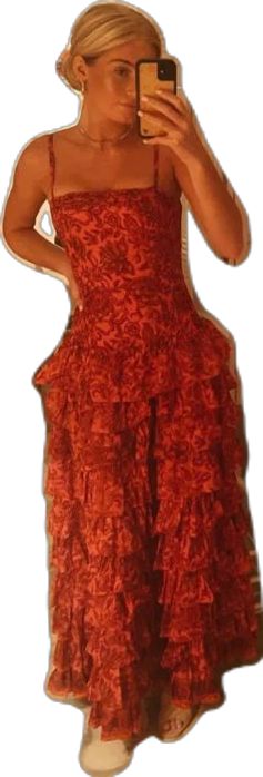 Spaghetti Straps Floor Length Prom Dress New Tiered Evening Gown