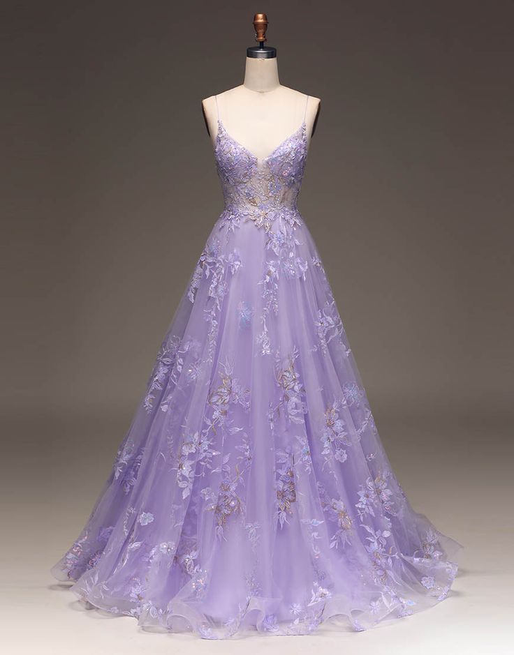 Romantic See Through A-Line Long Glitter Prom Dress With Appliques