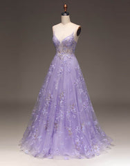 Romantic A-Line Long Glitter Prom Dress With Appliques For Women