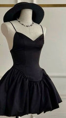 Short Satin A-Line Party Dress with Built-in Bra Spaghetti Straps