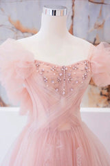 Tulle Beaded A-Line Long Prom Dress With Embellished Bodice