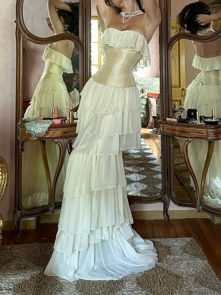 Modest Strapless Chiffon Long Prom Dress For Women Evening Wear