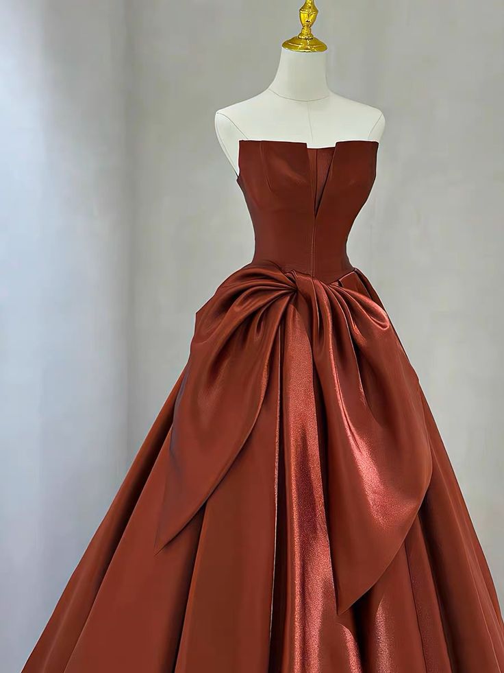 Satin Strapless Lace-Up Evening Prom Dress with Built-In Bra Satin Strapless Lace-Up Evening Prom Dress with Built-In Bra