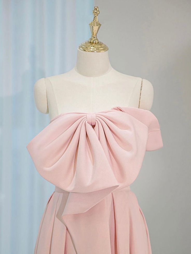 Satin A-Line Pink Prom Dress Long Formal Gown with Lace-Up