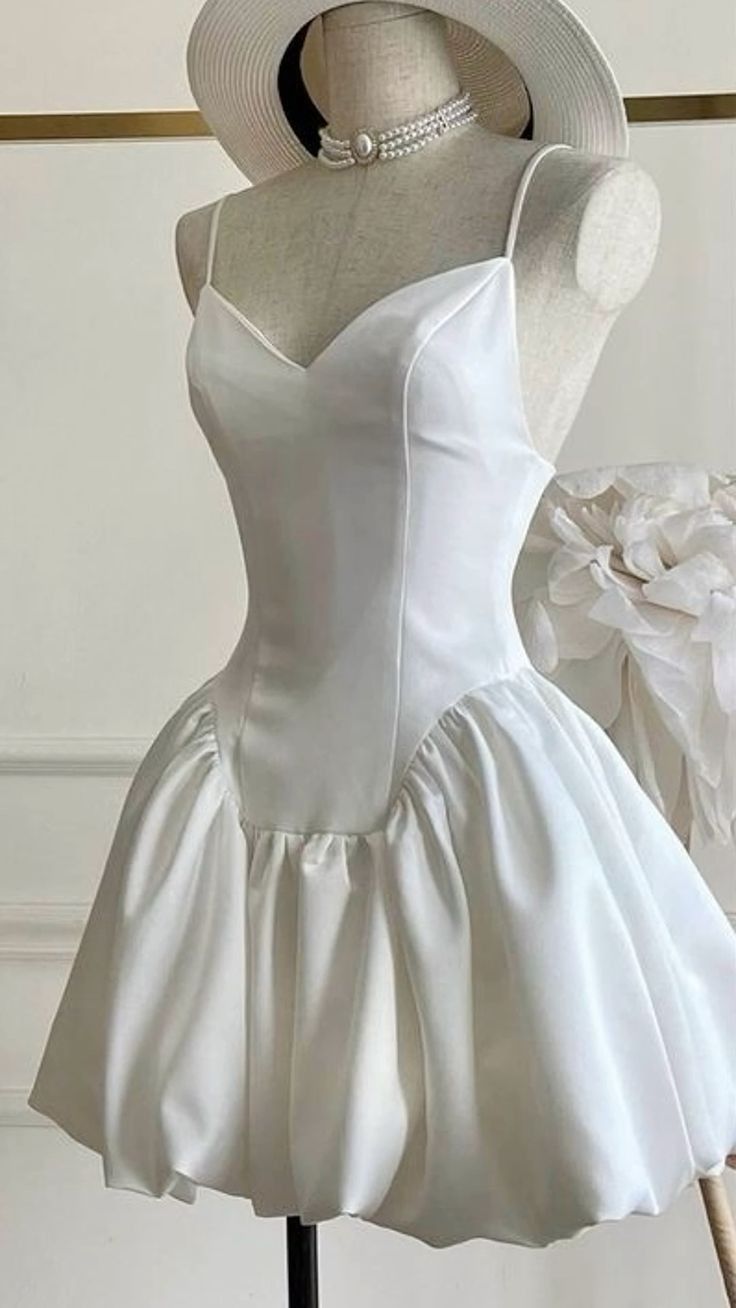 Short Satin A-Line Party Dress with Built-in Bra Spaghetti Straps