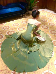 Chic Green Strap Sweetheart Long Formal Evening Prom Dress