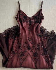 Beaded Satin Sleeveless Evening Prom Gown Long Formal Dress
