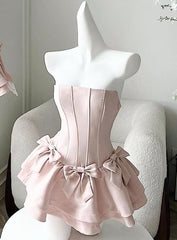 Elegant Strapless Satin A Line Mini Homecoming Dress