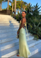 Yellow One Shoulder Straps Prom Dresses Evening Gowns Floor Length Party Wear