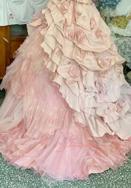 Pink A Line Princess Quinceanera Dress Ball Gown For Women