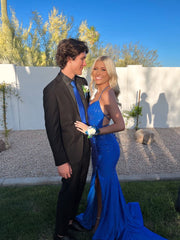 Royal Blue Long Evening Prom Dresses With Slit For Women