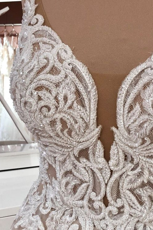 A-Line Sweetheart Tulle Lace Princess Wedding Dress: Elegant and Romantic Gown