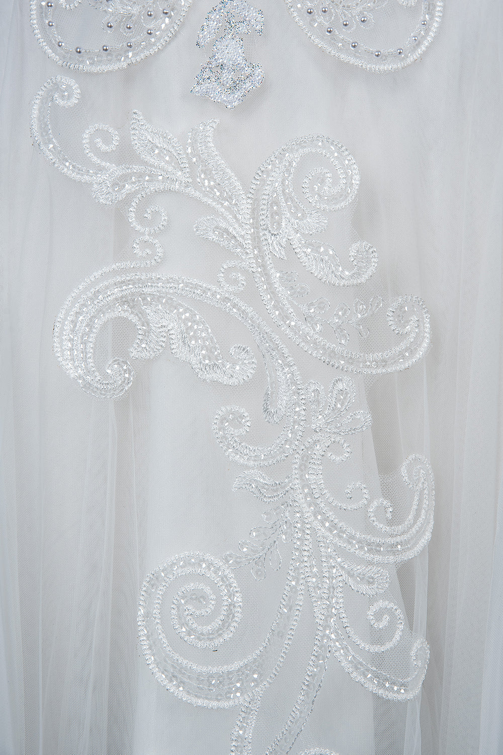A-Line V-Neck Hi-Lo Wedding Dress with Ruffles, Tulle and Appliques