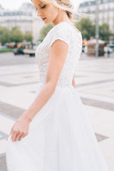 Sweetheart A-Line Wedding Dress with Wide Straps, Backless Lace and Ruffles
