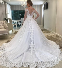 Vintage A-Line Sweetheart Off-Shoulder Long Sleeve Wedding Dress with Lace & Sequins