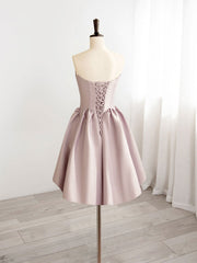 Charming A-Line V-Neck Pink Short Prom Dress, Elegant Pink Homecoming Gown