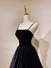 Aline Black Velvet Long Prom Dress for Women Formal Events