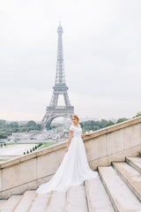 Sweetheart A-Line Wedding Dress with Wide Straps, Backless Lace and Ruffles