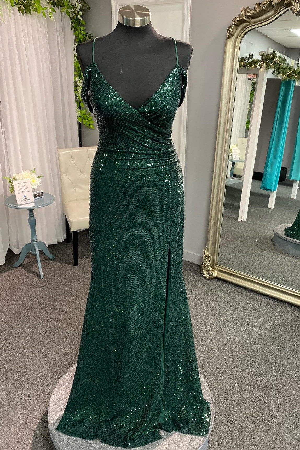 Red Sequin Surplice Mermaid Long Prom Dress with Side Slit Red Sequin Surplice Mermaid Long Prom Dress with Side Slit
