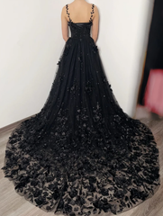 3D Floral Lace Corset Wedding Dress Alternative Bride Fantasy Gown