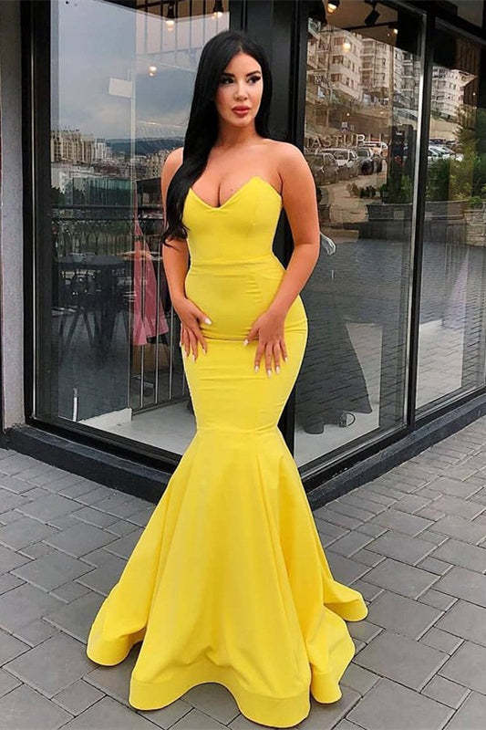 yellow plus size homecoming dresses Strapless Long Yellow Prom Ball Gown with Floral Print– PromGirl