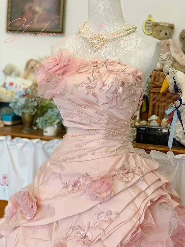 Pink A Line Princess Quinceanera Dress Ball Gown For Women