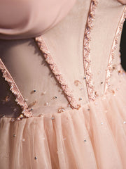 Pink Tulle Off Shoulder Long Prom Dress Formal Gown For Women
