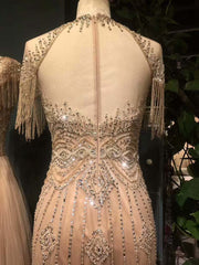 Luxurious Crystal Beaded Sweetheart Prom Dress  with Short Sleeves