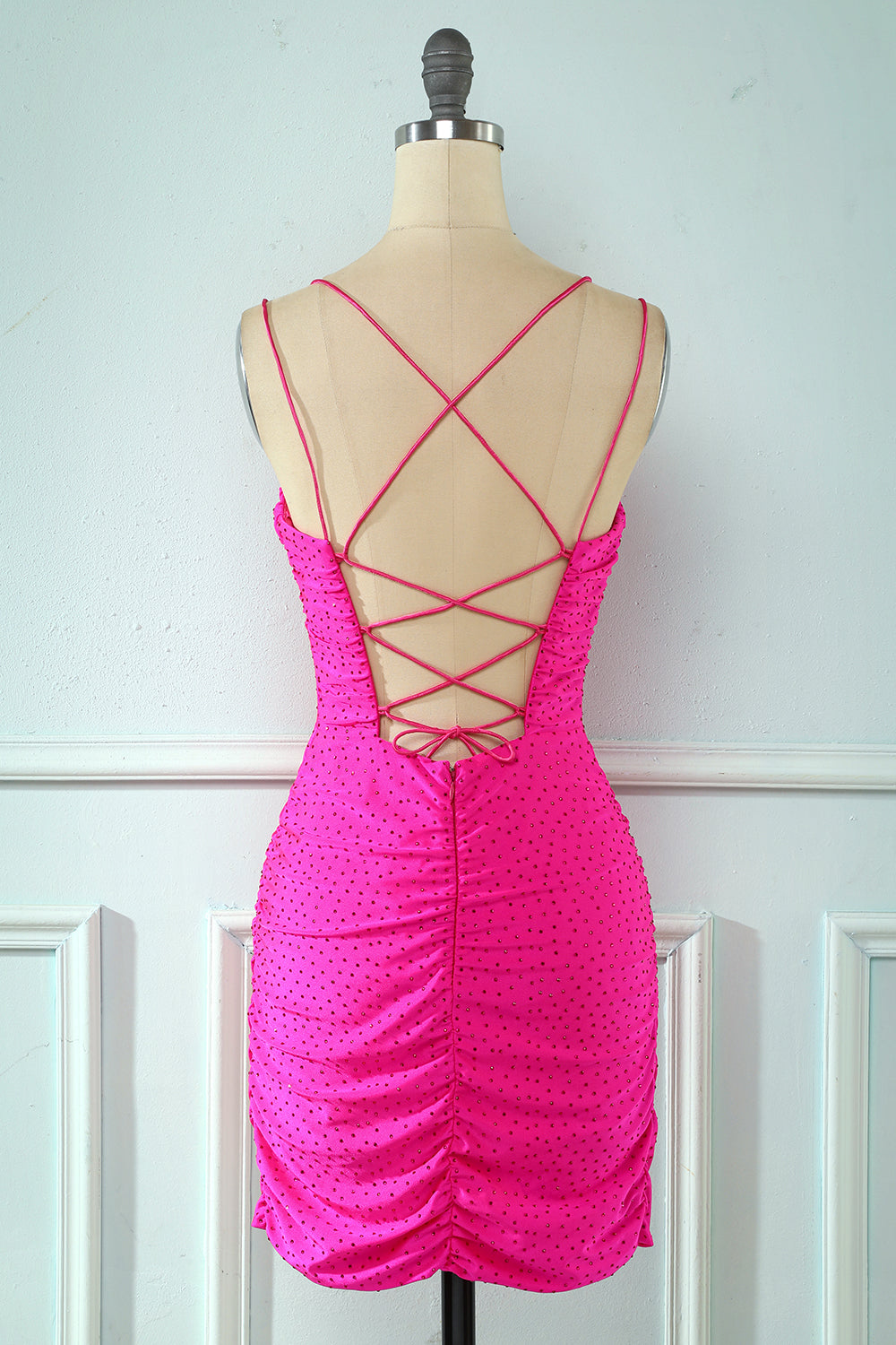 Rose Pink Lace-Up Tight Homecoming Dress: Elegant, Fitted, and Flattering