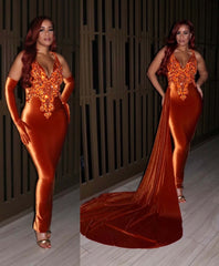 Elegant Sleeveless Prom Dress with Sparkling Appliques, Beadings, and Long Trail