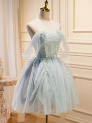 Puffy Tulle Off Shoulder Green Short Prom Dress For Women
