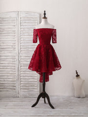 Elegant Burgundy Lace Short Prom Dress: Perfect Homecoming and Party Attire